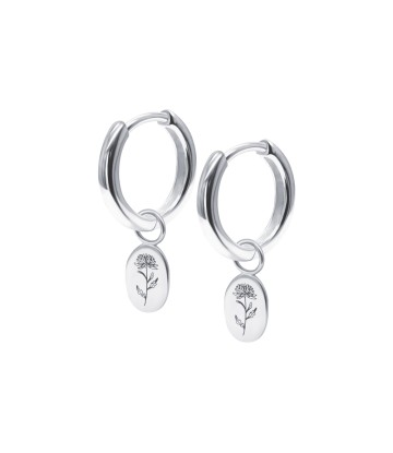 Chrysanthemum Birth Flower Silver Huggie Earring Charms HO-2717